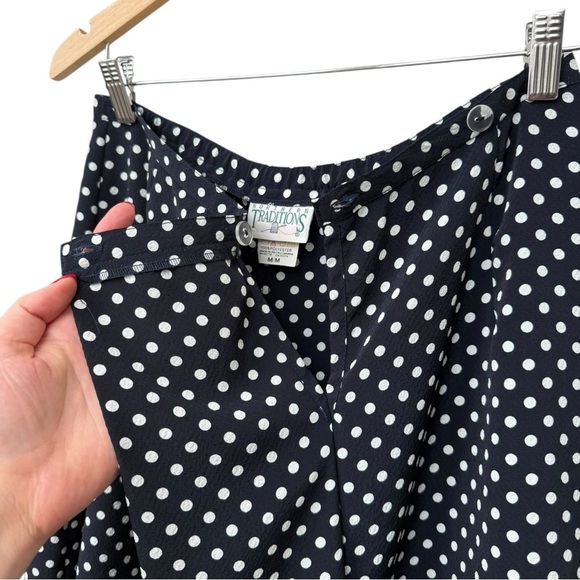 Vintage 90s Polkadot Skort Size Medium Navy White Northern Traditions - Picture 4 of 6